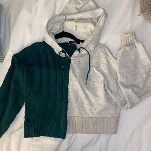 Blue Blush cropped sweatshirt-half sweater half sweatshirt